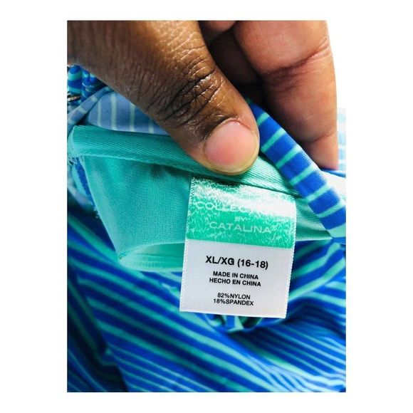 2592 Catalina Women's Sz XL 16 18 Striped Bathing Tankini Swim - Picture 3 of 4